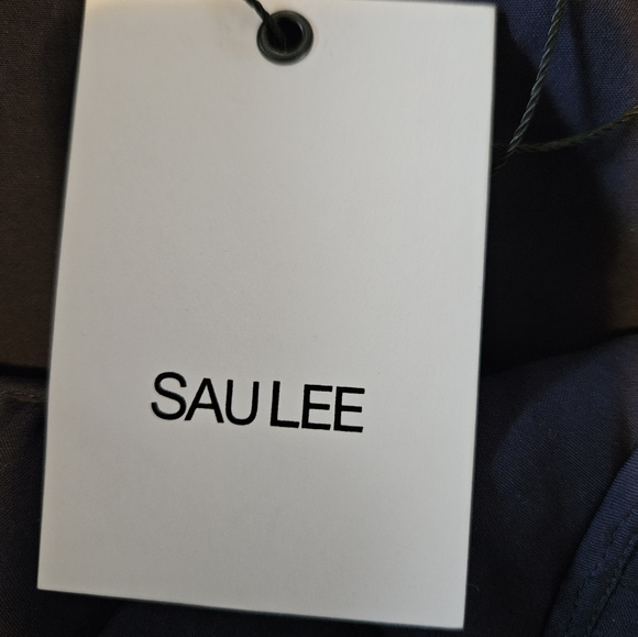 NWT Sau Lee Ambrose Floral Embroidered Bustier Midi Navy Blue Cocktail Dress 2 - Picture 12 of 16